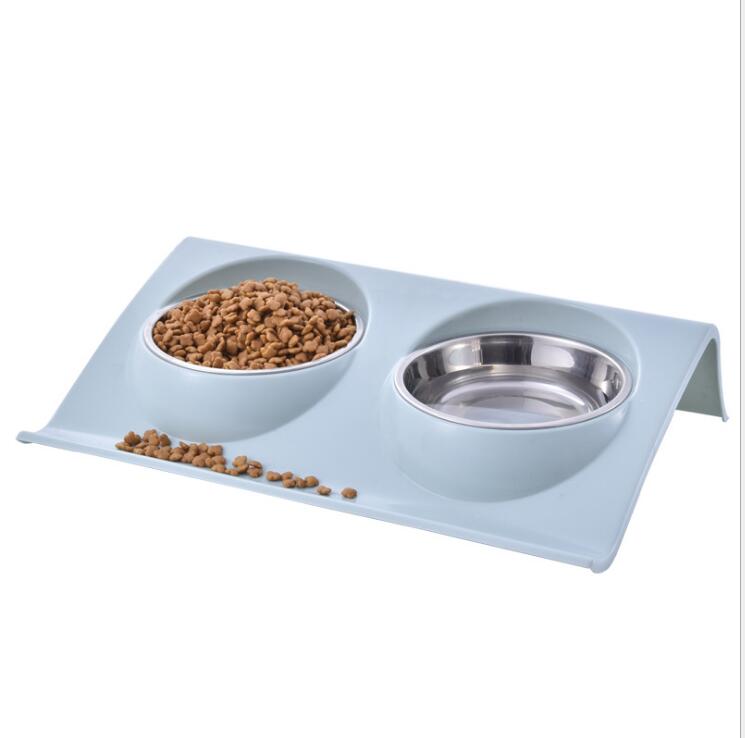 anti splash stainless steel pet bowl double bowl cat food basin dog product water basin rice basin anti overturning package: 1 / L