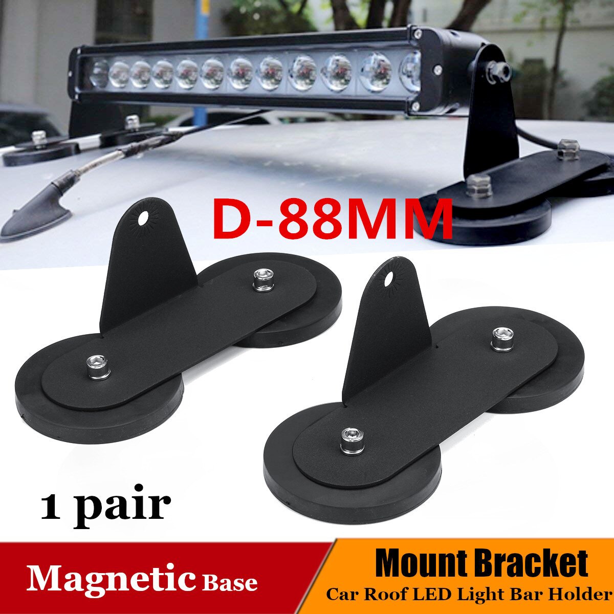  Supports de montage de barre de lumière LED à Base magnétique,  support de ventouse puissant pour le montage de barre de lumière LED  latérale incurvée droite