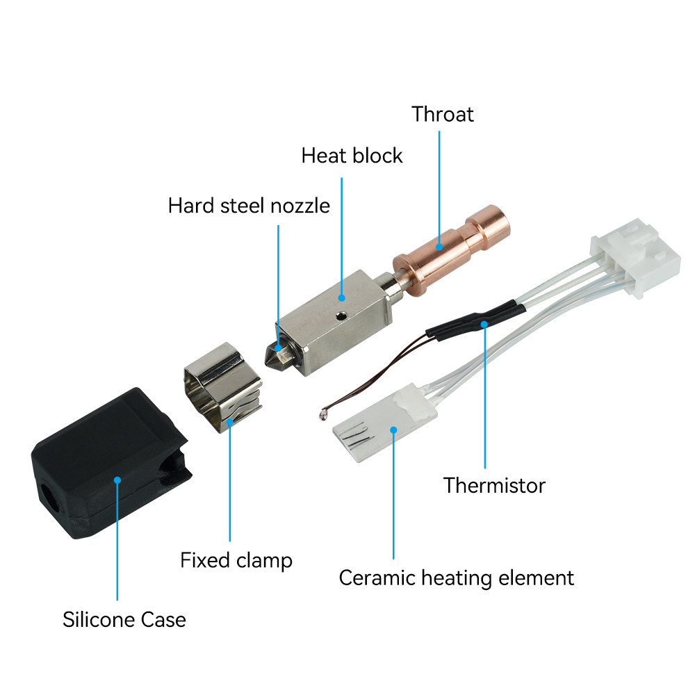 Für Anycubic Kobra S1 Hotend Keramik Neues Upgrade Hotend für Kobra S1 Combo Head S1C 3D-Drucker 24V 48W 200K Schnelle Erwärmung 300 ℃