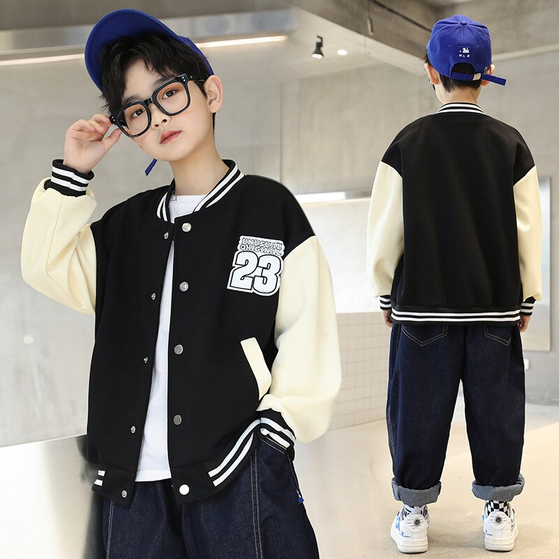 Novos meninos outono primavera casaco escola meninos casuais jaqueta esportiva crianças outwear casual crianças roupas carta uniforme de beisebol 5-14y