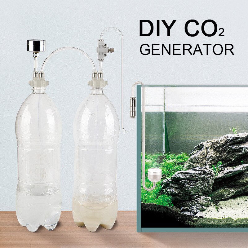 DIY CO2 Generator Aquarium Planted Tank CO2 System kit Valve Generator Bottle Reaction Generator for Aquarium Moss Plant