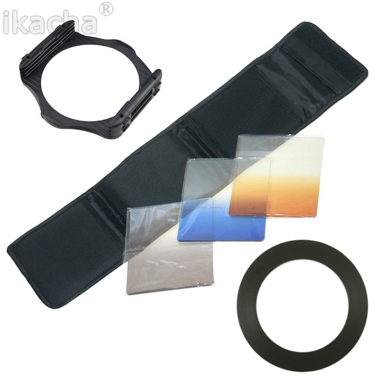 Camera lens filter kit gradiënt blauw orange grijs + 1 stks adapter ring + filter houder set voor cokin p serie voor alle Camera