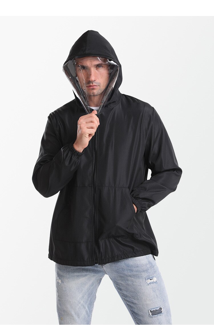 Traje de aislamiento Unisex, ropa aislante antipolvo y antigotas reutilizable, chaqueta protectora antivirus con máscara, protección facial completa