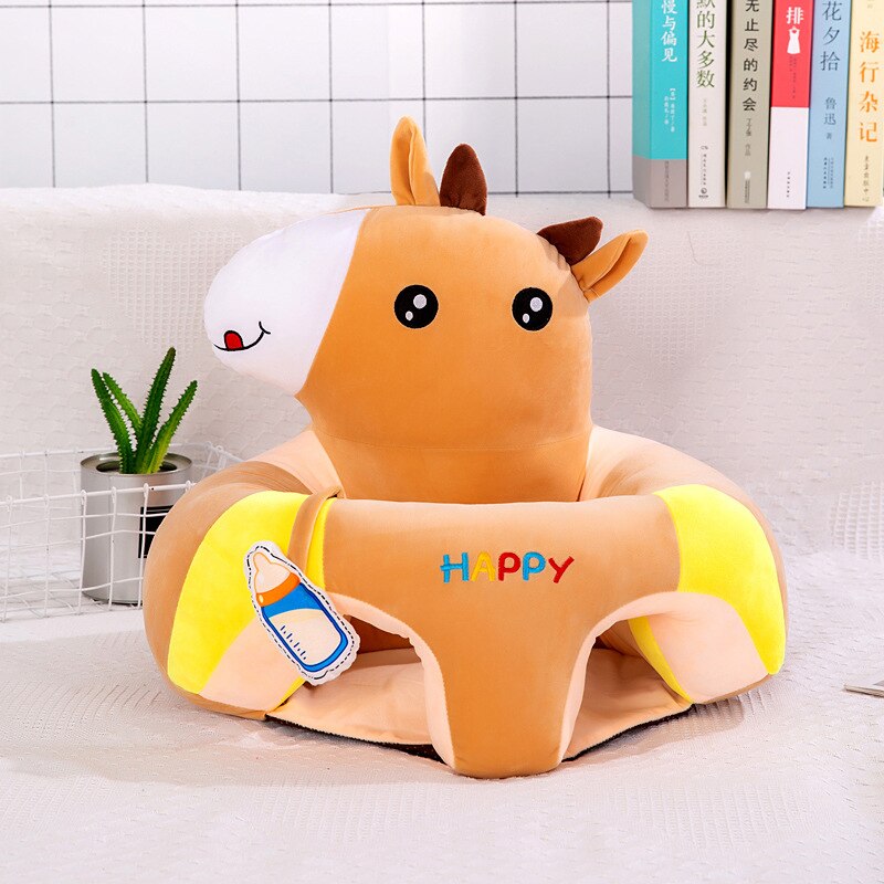 Babysofa plysstol, der lærer at sidde, sædeovertræk komfortabelt toddler reden pust vaskbar uden fyldstof vuggestol: Dækning c