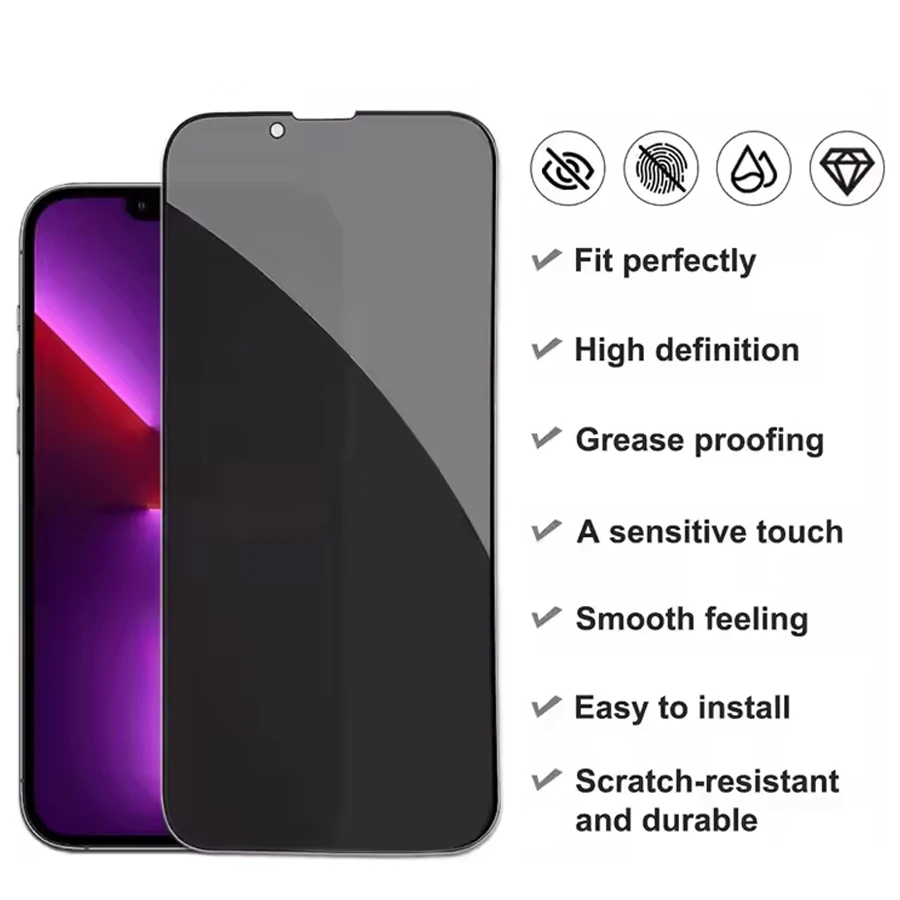 Privacy Screen Protector For iPhone17 16 15 14 13 12 11 X XS XR Pro Max Anti-spy Tempered Glass For Apple 16 15 Plus Phone Film