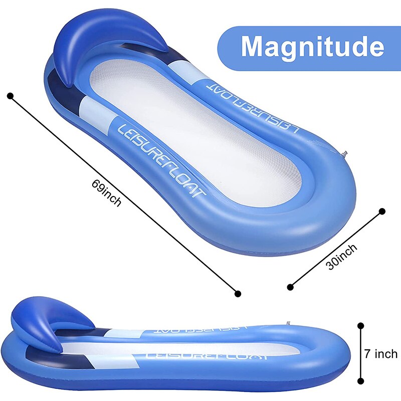 Portable Pool Mat Inflatable Mattress Lounger Head Pillow Sunshade Water Hammock Swimming Pool Accessories Floating Row Chair