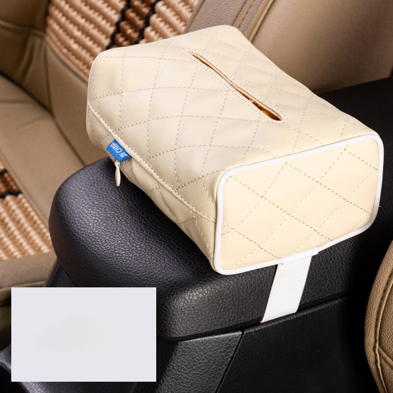 Opknoping Tissue Houder Auto Servet Houder Zonneklep Pu Leer Tissue Doos Auto Interieur Tissue Doos Houder Voor Auto papier: BEIGE