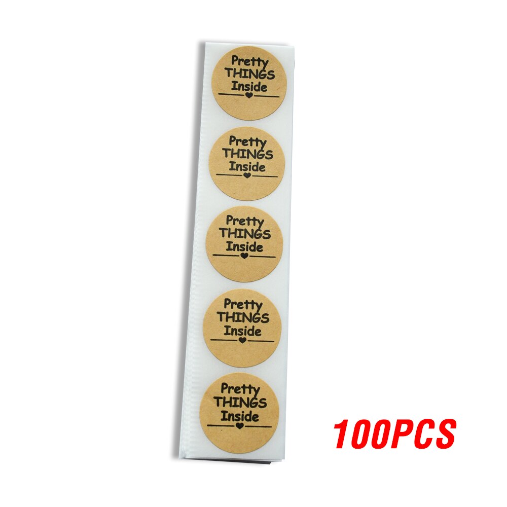 100-500pcs Round "Pretty Things Inside" Stickers Seal Labels Baby Shower Decor Baking Package Envelope Stationery Sticker: QY639-100pcs