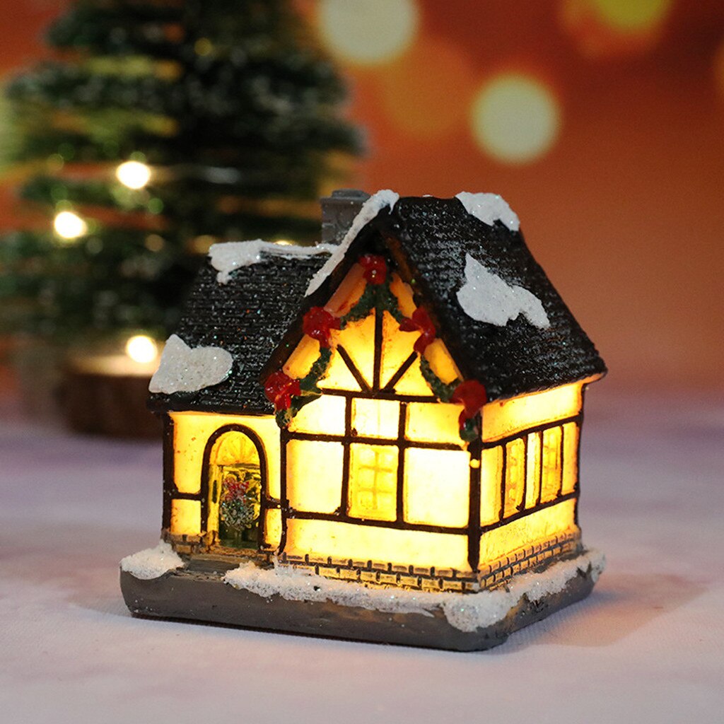 Julbelysning harts miniatyr husmöbler ledde hus dekorera julbelysning fest 03: D