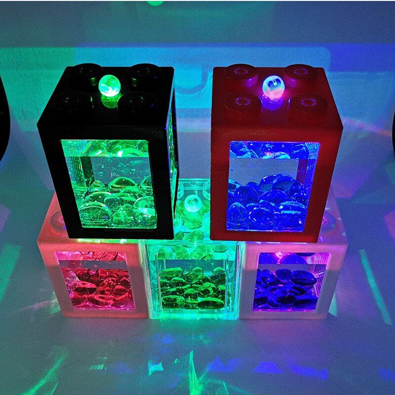 Desktop Small Fish Tank With Built-in Light Mini Stackable DIY Turtle Tank Aquatic Plant Ornamental Box Aquarium Decoration