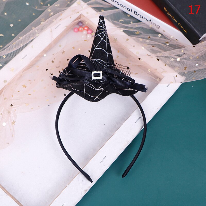 1 Uds Halloween niñas diadema bruja Cosplay tocado con calabaza aro de pelo decoración de: 17