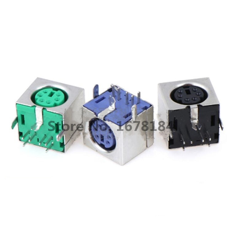 10Pcs Keyboard socket Black/Green/Purple 6 Pins PS/2 PS 2 Female Socket Jack Connector On PCB