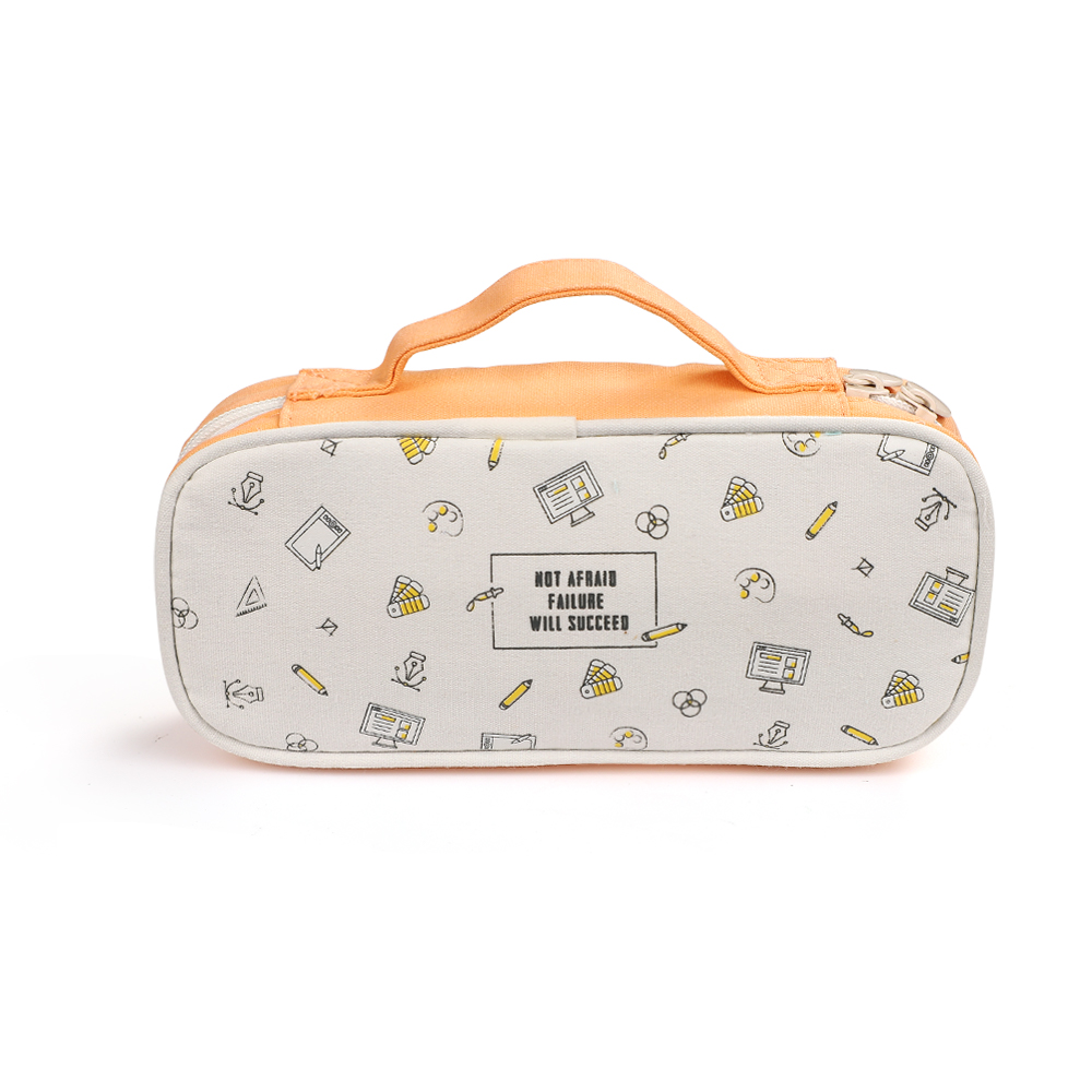 JIANWU Portable Large-capacity Pencil Bag Multifunctional Simple Storage pencil case Kawaii School Supplies: Orange