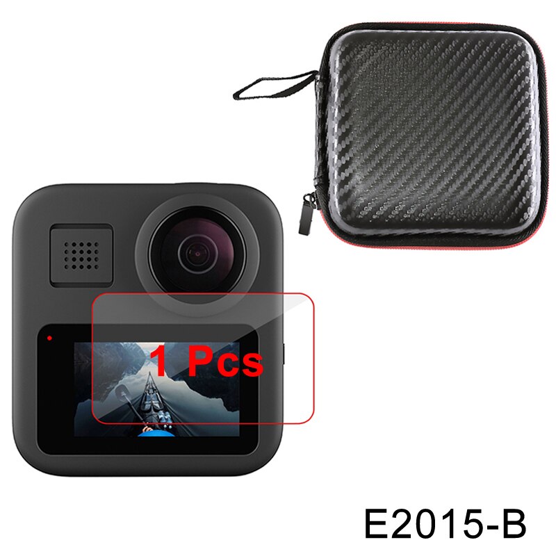Funda protectora para GoPro Max 360, tapa de objetivo, accesorios, carcasa de película de vidrio templado: E2015-B