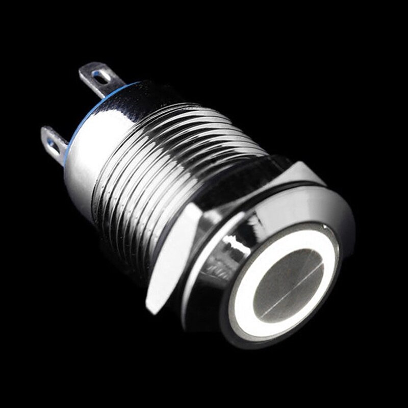1Pcs 12Mm 12V Auto Aluminium Led Vermogen Push Button Metal Switch Klink