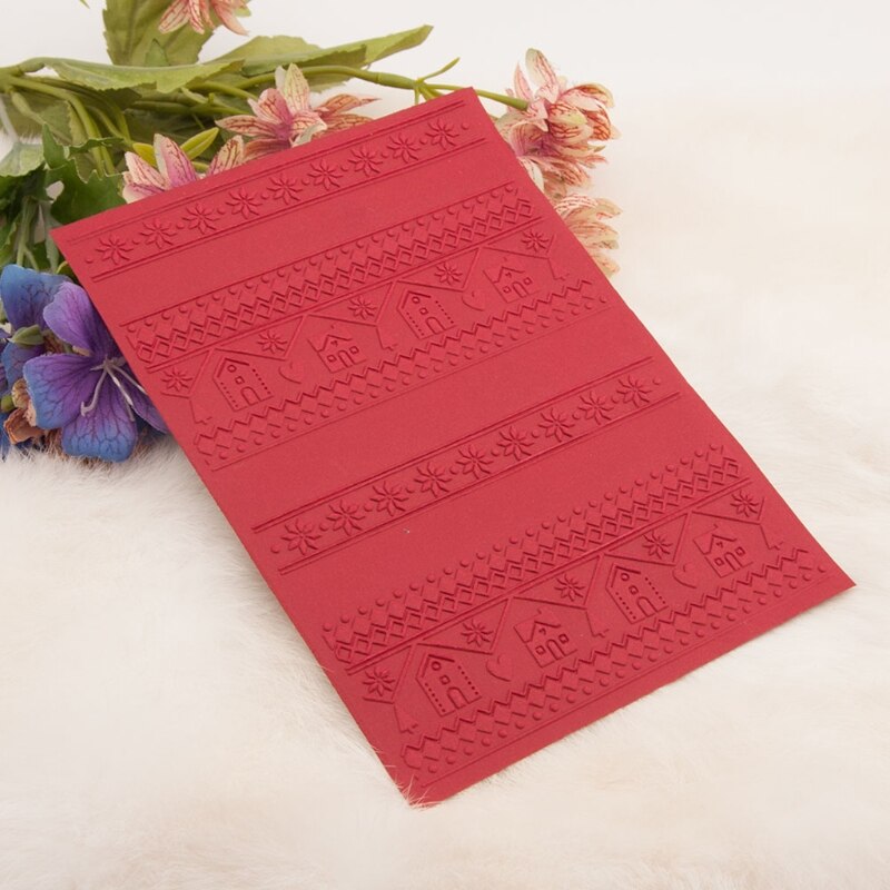 Christmas House Plastic Embossing Folder Stencil Template DIY Craft Making Pattern Background Paper Cards