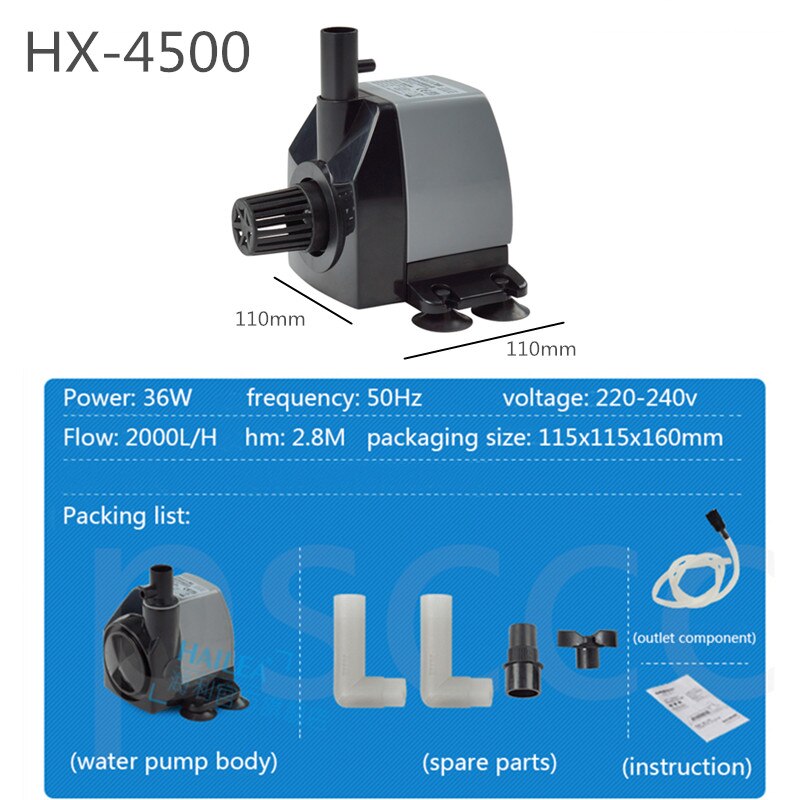 Hailea HX 2500 4500 Courtyard pond high lift pump garden landscaping diving pump rockery water pump decorative fountain pump: HX-4500