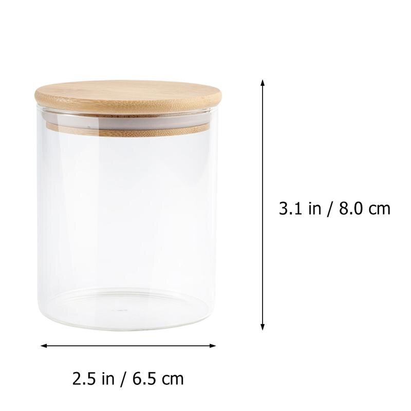 2pcs Glass Storage Jars Kitchen Sealed Containers with Bamboo Lid (250/300/350/400ML): 250ML