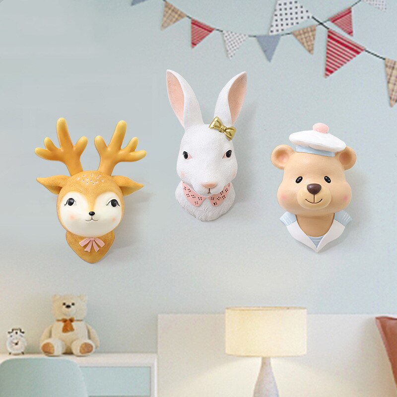 Baby flicka rum dekor djurhuvud väggdekoration för vardagsrum hänge barn flicka barndom sovrum soft install heminredning