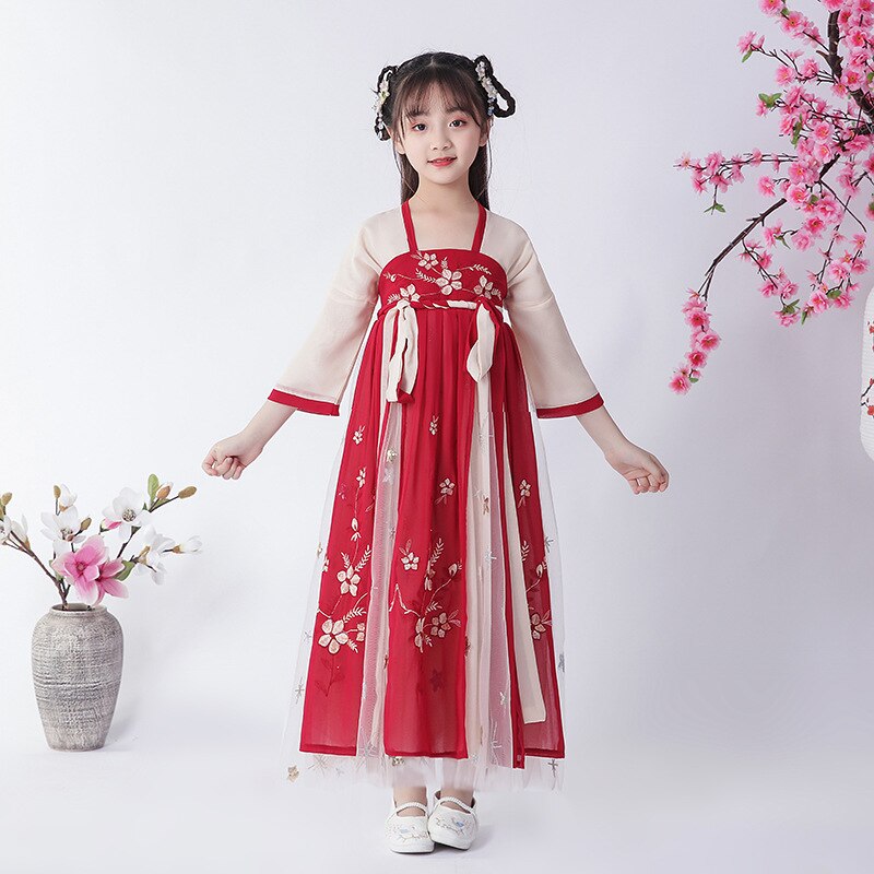 Älva hanfu klänning barn kinesiska traditionella kläder prinsessa klänning traditionell dans kostym flickor forntida folkdans kostym: 150cm