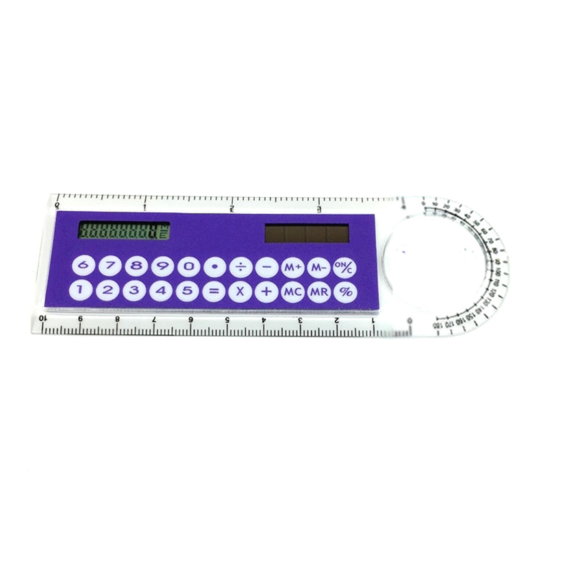 Draagbare Mini Solarcalculator 10 cm Ultra-dunne Heerser, Tekening Cirkel, Gradenboog Multifunctionele Calculator voor Kinderen, examen Helper