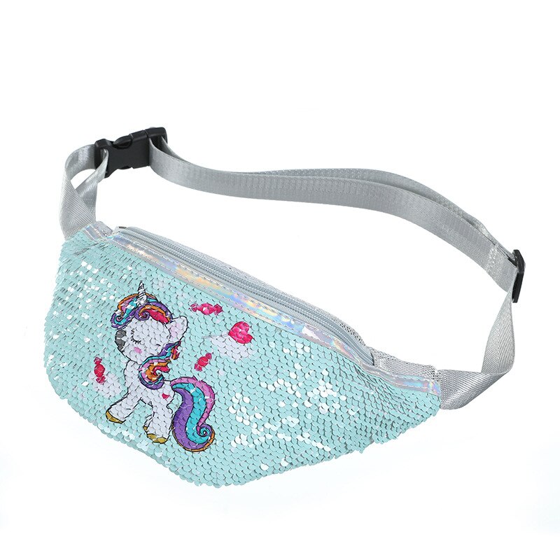 Unicorn Sequins Girls Belt Waist Pack Fanny Girls Belt Mermaid Sport Bag Cartoon For Women Chest Waist Bag Pack Pouch: unicorn 8