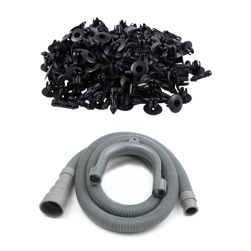 1.5M 5Ft 59 Inch Machine Dishwasher Drain Hose Extension Washing Pipe with Bracket Set with 7mm Hole Plastic Rivets Fastener Aut