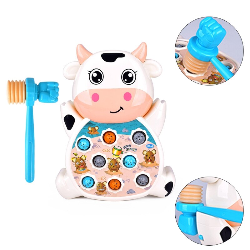 2020 nova criança dos desenhos animados vaca elétrica whack-a-mole brinquedo batendo máquina hamster