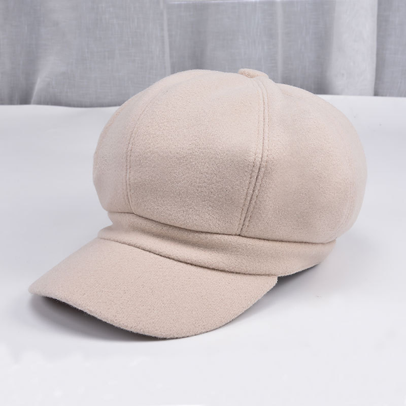Winter Newsboy Caps Women Newsboy Gatsby Cap Octagonal Baker Peaked Beret Driving Hat Female Hats Painter Tour Cap Fast: Beige