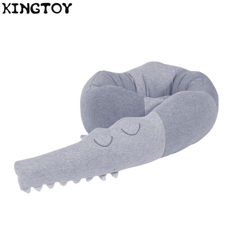 Newborn Baby Bed Crib Fence Bumper Toys Protection Crocodile Pillow Cotton Cushion Kids Room Decoration Bed Bumper 205cm