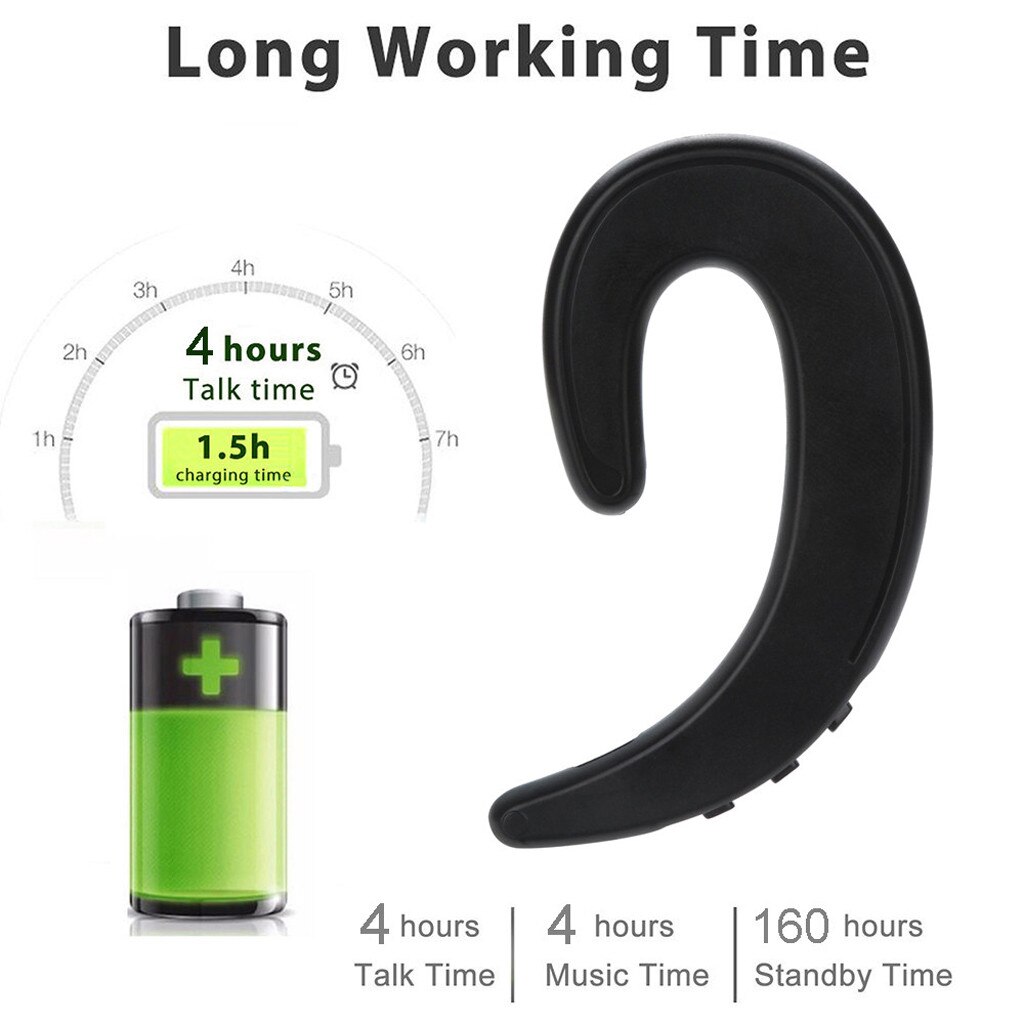 Single Bone Conduction Earphone Wireless Bluetooth 4.2 Sports Headset Hands-free Mini Earpiece For PC Laptop Tablet Smartphones