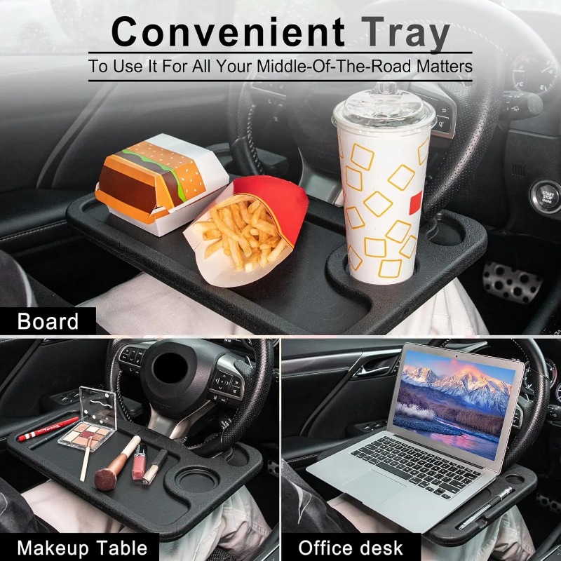 Supporto da tavolo per laptop per auto multifunzionale Supporto da tavolo portatile per ufficio Volante per auto Supporto per bevande Cibo Vassoio per caffè