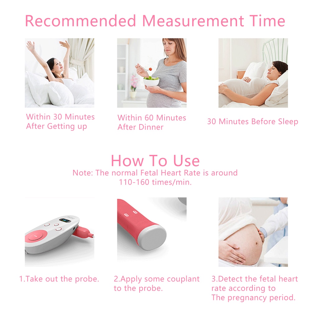 Ultralyd føtal doppler bærbar gravid baby puls doppler føtal monitor digital hjemme baby sundhed hjerteslagsdetektor