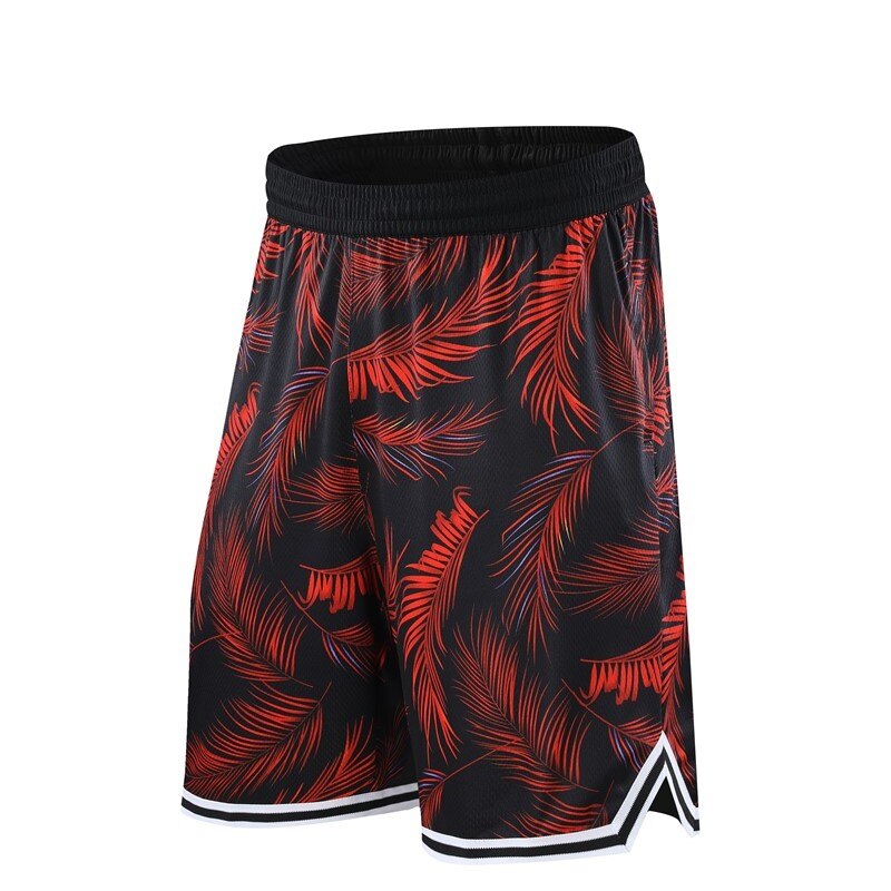 HOWE AO Men Casual Shorts Printed Joggers Short Sweatpants Drawstring Hip Hop Slim Workout Shorts: Red / XXXL