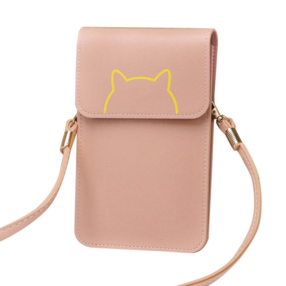 Damplånbok beröringsskärm pu-läderbytesväska kvinnor crossbody mobiltelefonpåse plånbok portefeuille femme: Rosa