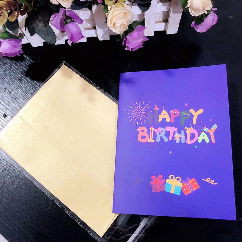 3D Pop UP Happy Birthday Cards Invitation Cake Greeting Card Business Kids Tourist Postcard for Friend Dad Mom