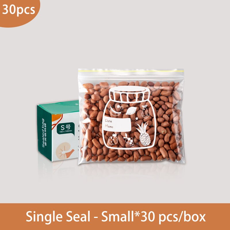 PE Food Storage Bag Leakproof Containers Reusable Stand Up Zip Shut Bag Fresh Bag Food Storage Containers Fresh-keeping Bag: Single seal S