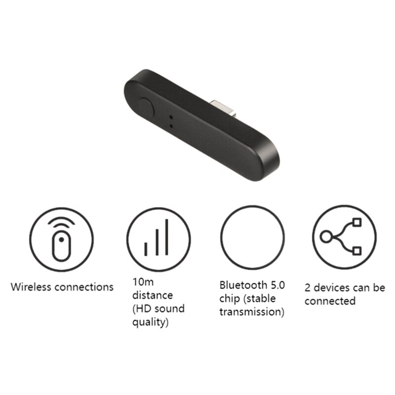 Bluetooth Transmitter 5.0 One With Two Type-C/USB Game Console Computer Wireless Bluetooth Audio Transmitter