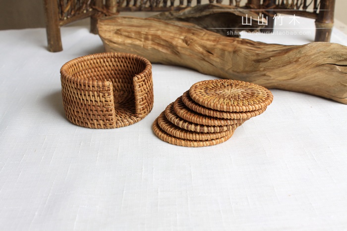 Rotting cup coasters sæt pot pad bordmåtte 6 størrelser porta copos placemats boligindretning vintage bambus håndlavet