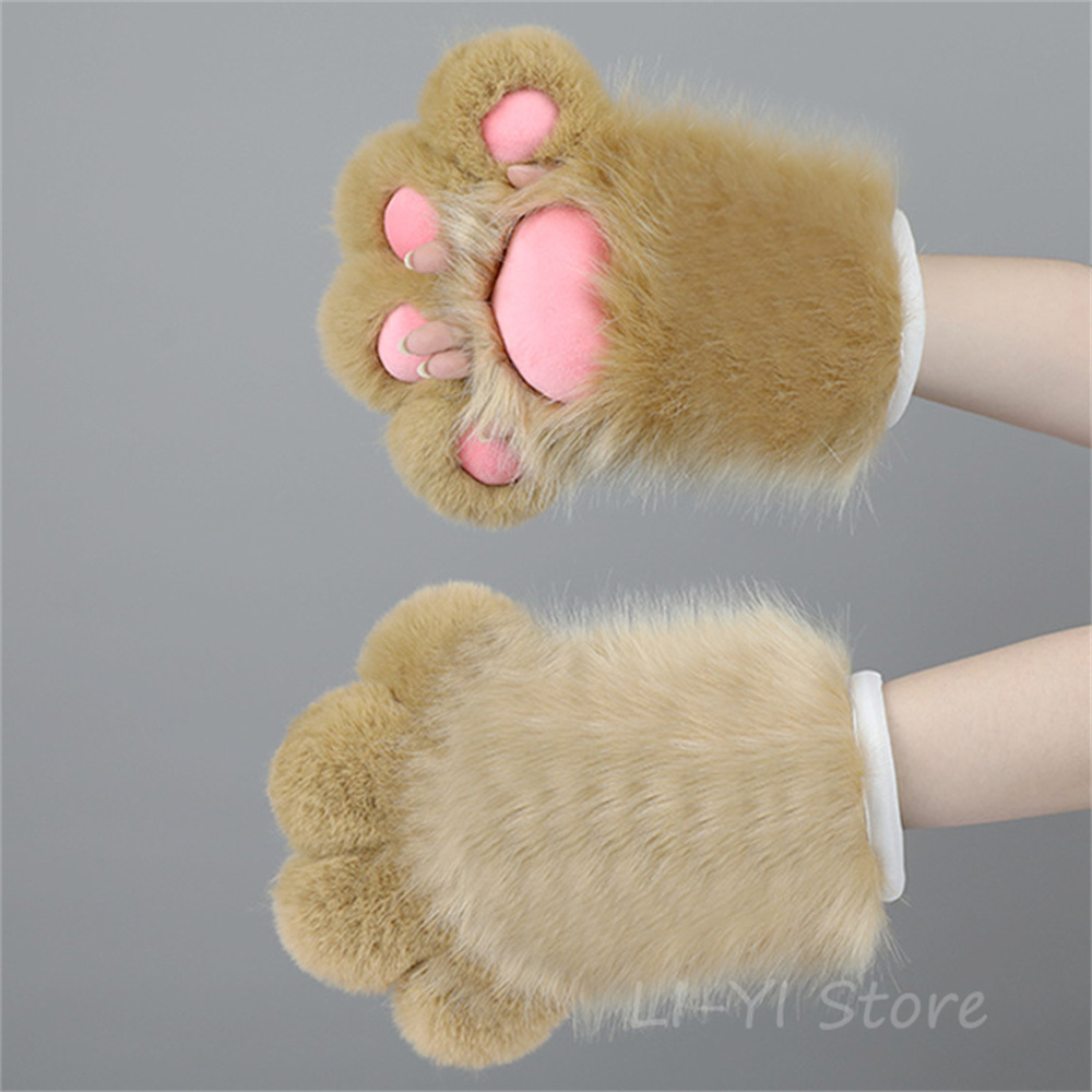 4 Colors Cute Animal Wolf Foxes Cat Paw Claw Gloves Bear Cosplay Costume Cos Props Animal Furry Plush Paw Gloves Fursuit Mitten: green