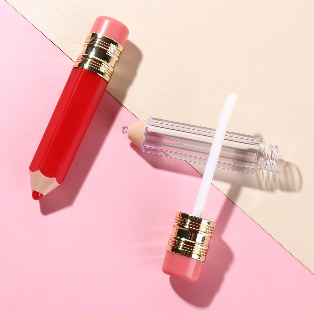 Portable 5ml Lipgloss Tube Mini Transparent Refillable Bottles Pencil Shape Plastic Sample Vials Handmade