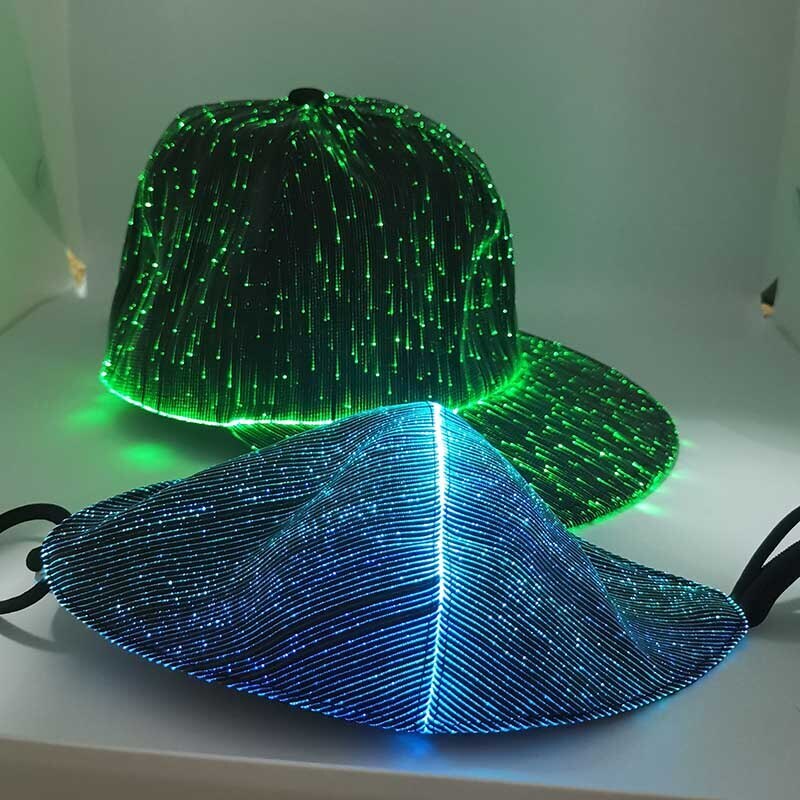 Sombrero de béisbol con luz LED brillante, gorra luminosa de fibra óptica para , Festival de Música, Rave, Navidad y Halloween