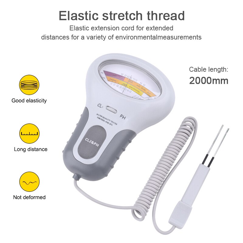 Portable Digital 2 in 1 PH Chlorine Meter Tester PH Tester Chlorine Water Testing Analyzer CL2 Measuring For Pool