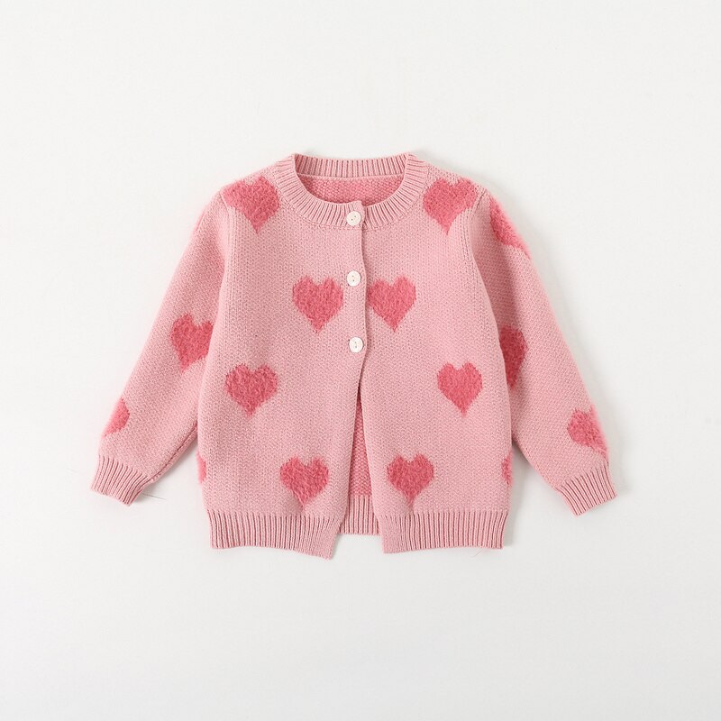 Kimocat Baby Mädchen Lange-Ärmeln zur Seite fahren, Rosa Liebe Lange Ärmeln Strickjacke, herbst Und Winter Baby Kleidung 6 Monate-3 Jahre