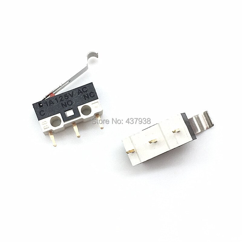 10pcs Limit Switch Push Button Switch 1A 125V AC Mouse Switch 3Pins Micro Switch With Curved Handle
