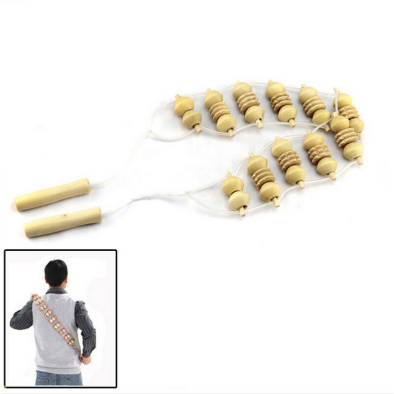 1Pcs Full Body Neck Back Leg Waist Roller Massage Theraputic Care Convenient Back Massager Wooden Wheel
