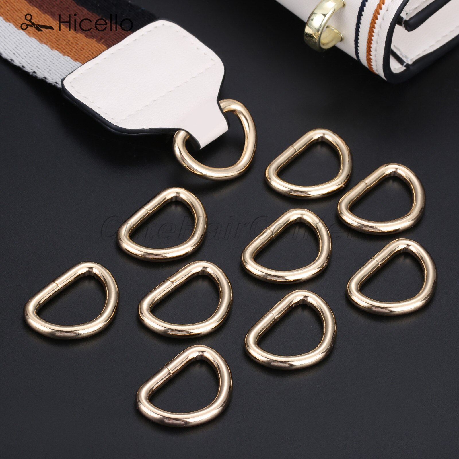 10pcs D Ring Metal Buckle Dee Clasp 20mm 25mm 38mm Gold Silver Black Bronze DIY Belt Strap Chain Luggage Leather Bag Hicello: Gold 25mm