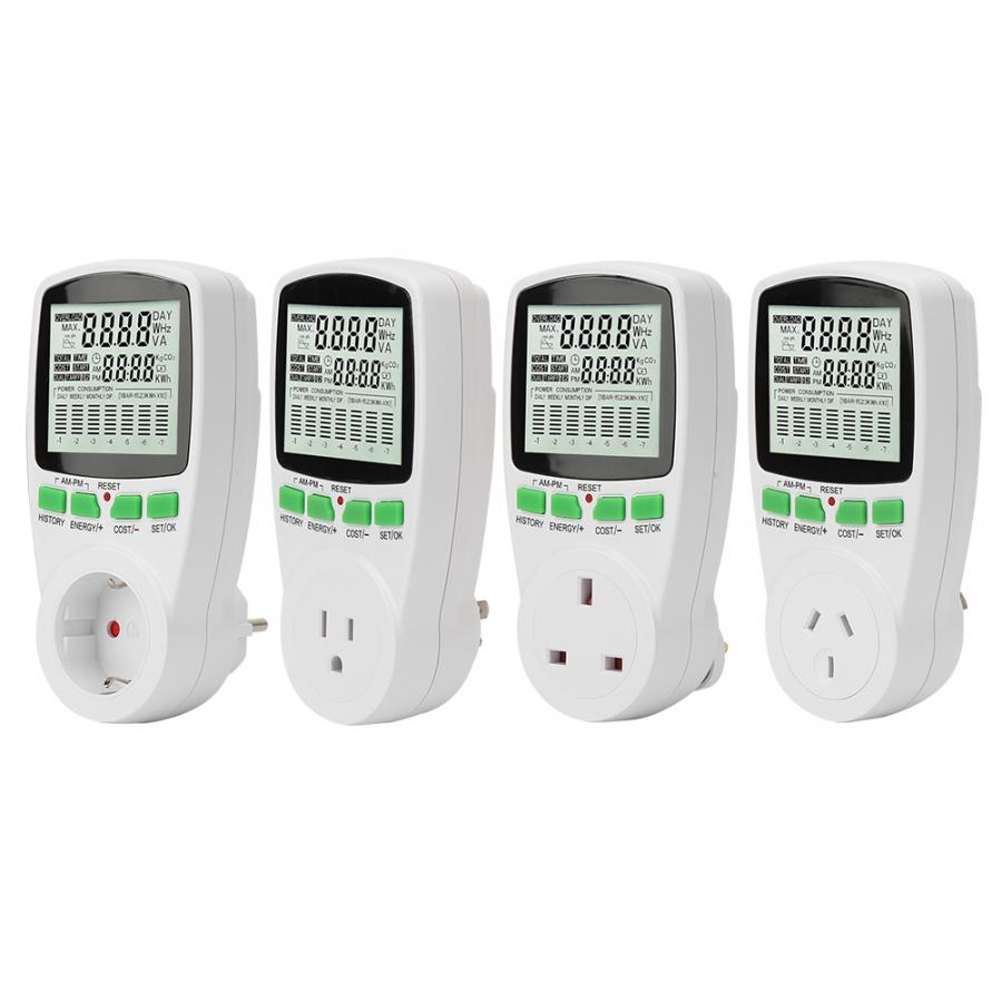 Energie Monitor 0.000KWh-9999KWh Power Meter Plug 0-16A Intelligente Elektriciteit Usage Monitor Energy Meter