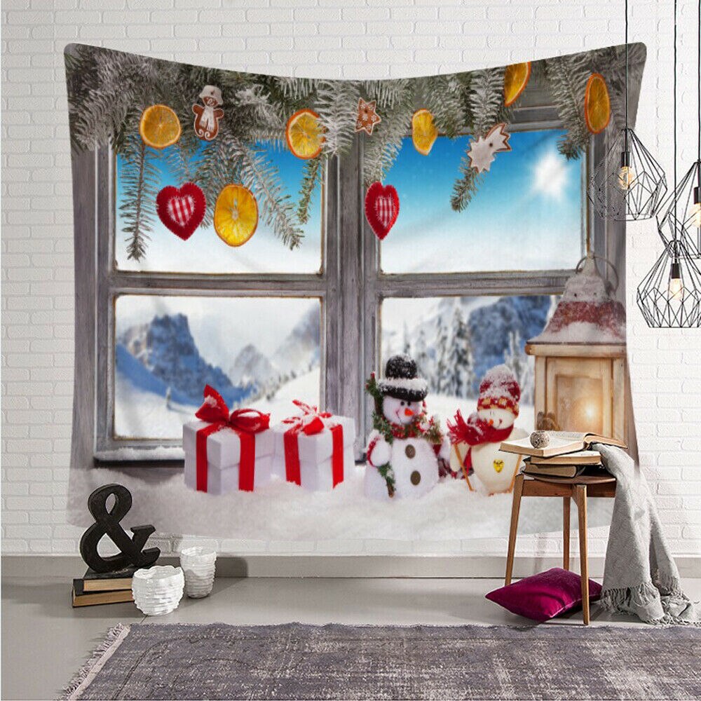 Digital Print Christmas Landscape Theme Picture Tapestry Background Wall Decoration Blanket Multi-Function Home Hotel Travel: N