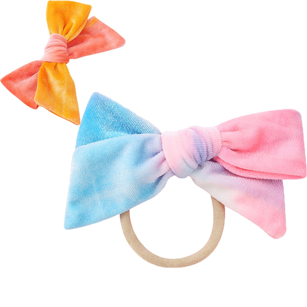 Velvet Tie Dye Headband For Children Hair Clips Kids Elastic Hair bands Hairpins For Girls Barrattes Baby Girl Hair Accessories